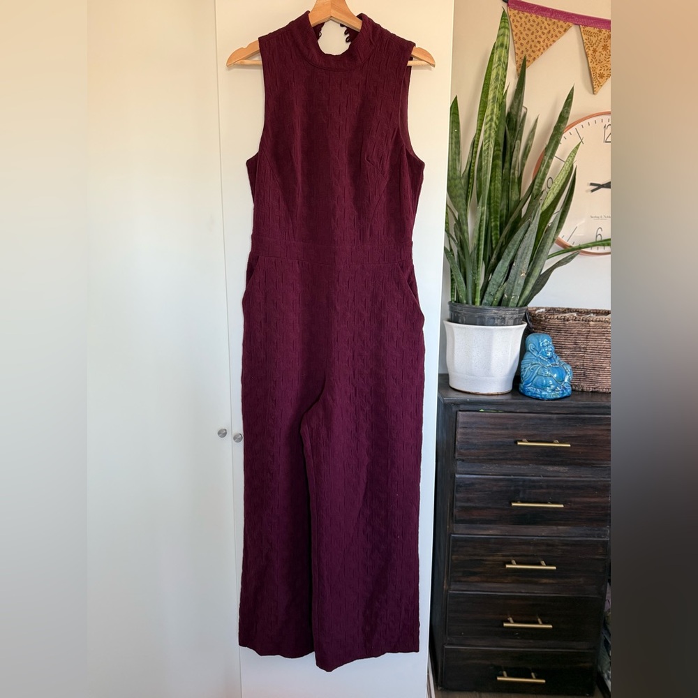 Eva Franco Burgundy Sleeveless Jumpsuit
